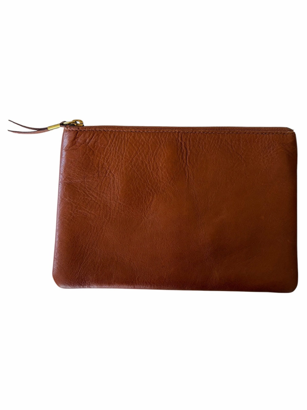 Madewell Brown Leather Zip Clutch Handbag New With Tags brown gold hardware